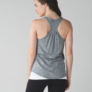 Lululemon Yogi Everyday Tank Short Serve Stripe Heathered Medium Grey White